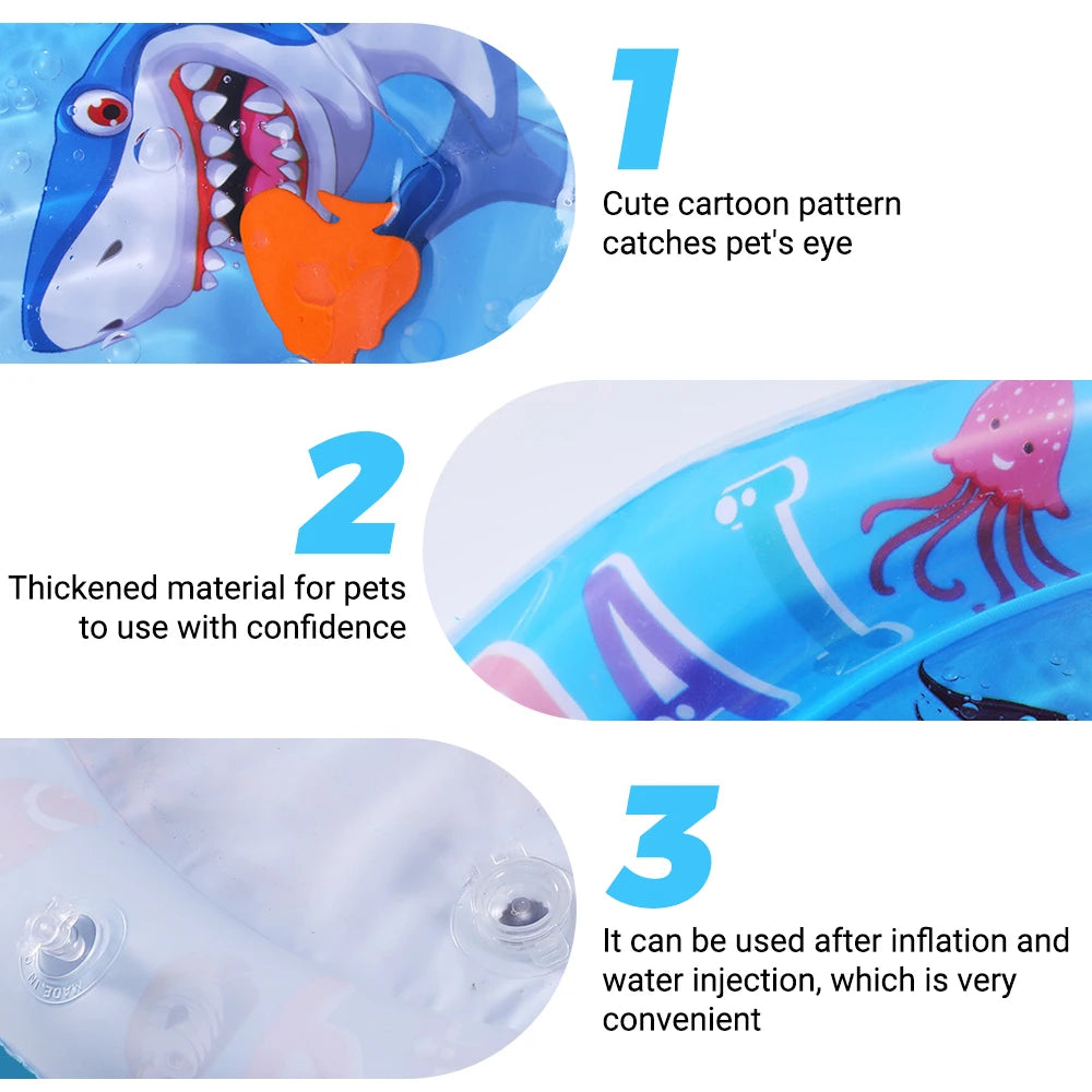 2024 New Interactive Water Sensory Play Mat for Cats Thickened Inflatable Water Mat Cat Dog Pet Playmat With Fish Sea Toy Water